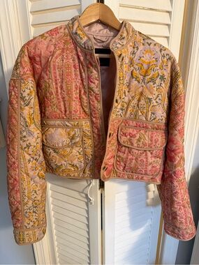 7 for all mankind pink paisley quilted jacket size small